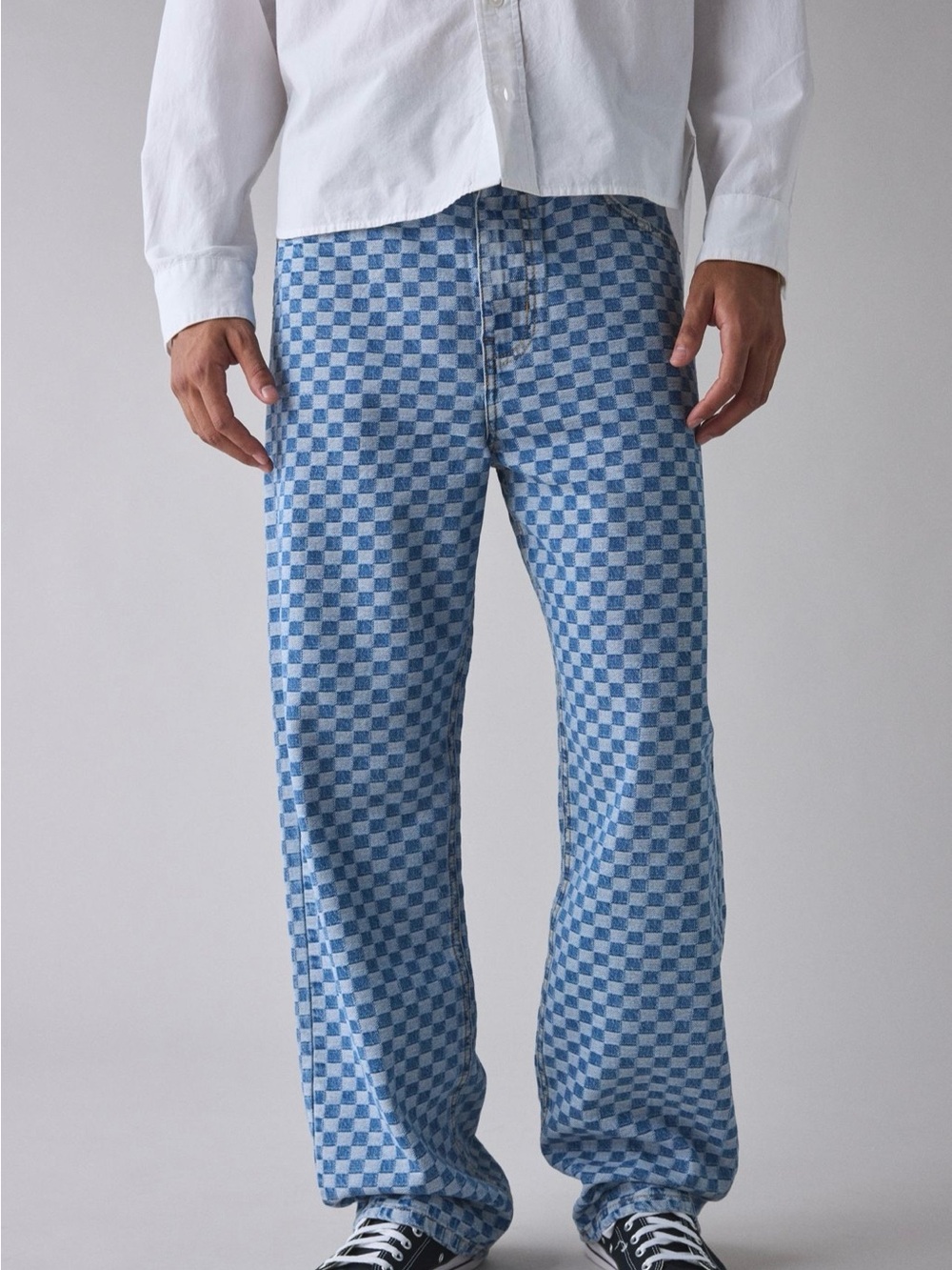 Men's Blue Checkerboard Jeans